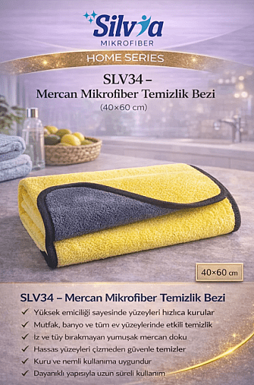 SİLVİA ÇİFT RENK MERCAN OTO KURULAMA BEZİ 40*60