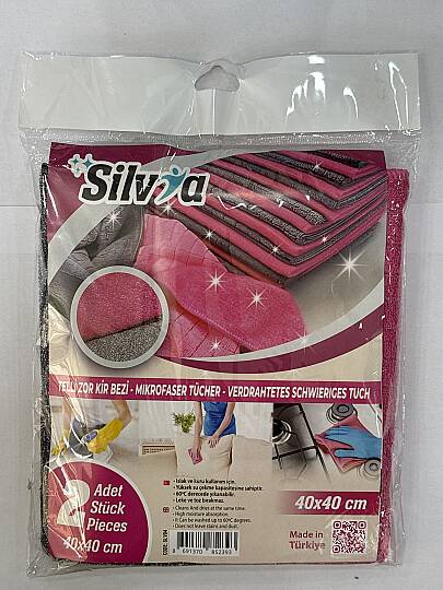 SİLVİA SİMLİ KARELİ 40*40 2'Lİ TEMİZLİK BEZİ